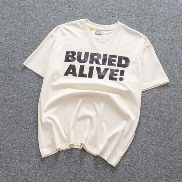 Gallery Dept. Hand Aged Washed Buried Alive Print Short Sleeve Cream